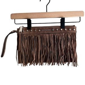 MICHAEL Michael Kors Brown Fringe Clutch